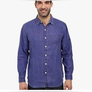 Tommy Bahama Sea Glass Breezer Shirt Men M Blue 100% Linen Long Sleeve Marlin.